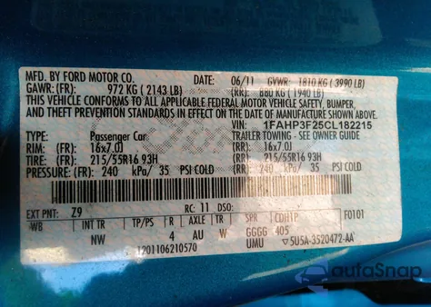 2012 Ford Focus Se z USA, uszkodzony, nr VIN 1FAHP3F25CL182215